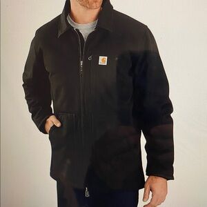 Carhartt Washed Duck Sherpa Lined Field Coat Jacket Black Canvas Large NEW